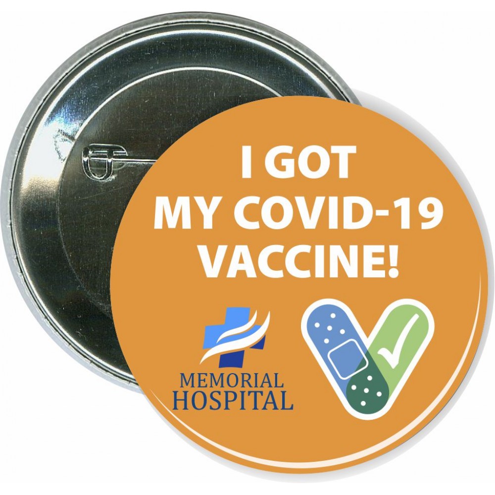 Promotional I got my COVID-19 vaccine-orange, Coronavirus - 2 1/4 Inch Round Button