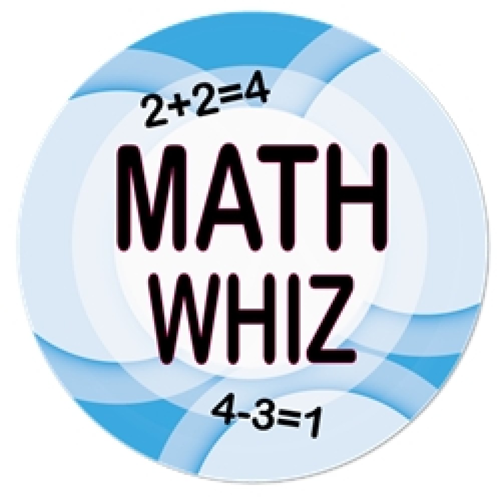 1" Stock Celluloid "Math Quiz" Button with Logo