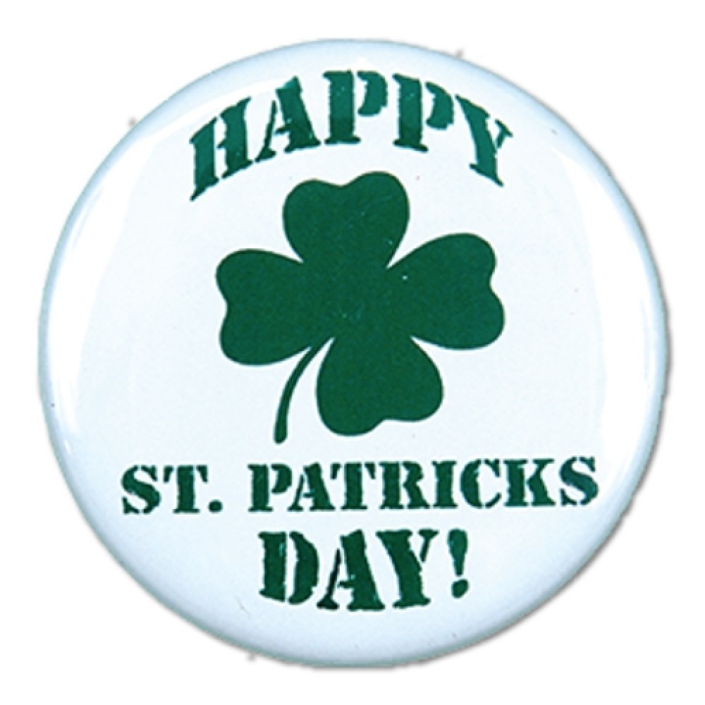 1" Stock Celluloid "Happy St. Patrick's Day!" Button with Logo