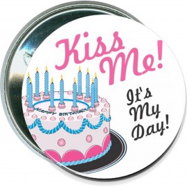 Customized Birthday - Kiss Me, It's My Day - 2 1/4 Inch Round Button