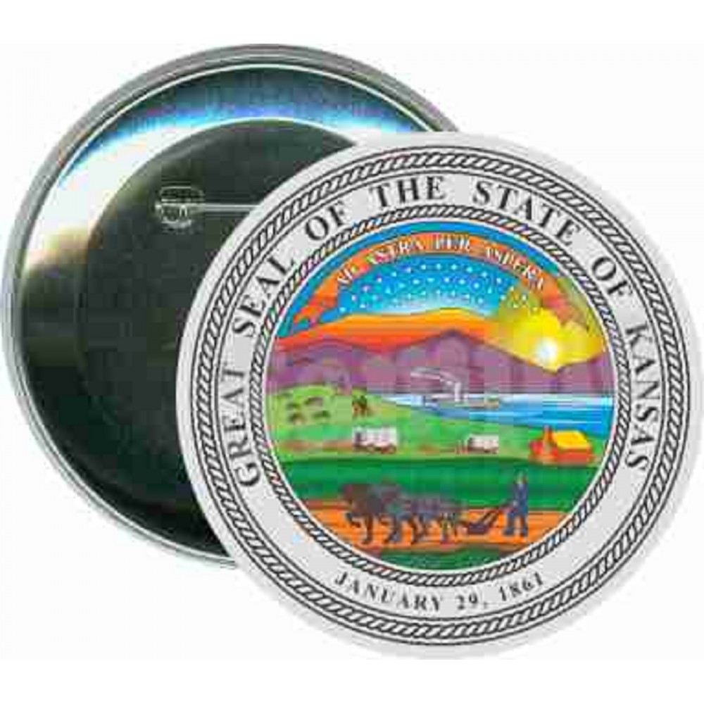 Personalized States - The Great Seal of Kansas - 3 Inch Round Button