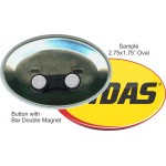 Custom Buttons - 2.75X1.75 Inch Oval, Bar Double Magnet with Logo