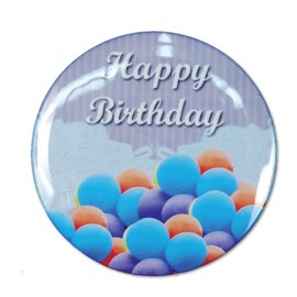 1" Stock Celluloid "Happy Birthday" Button (Blue) with Logo