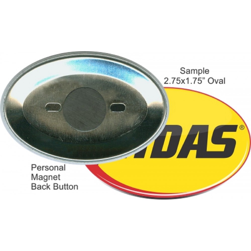 Custom Buttons - 2.75X1.75 Inch Oval, Personal Magnet with Logo