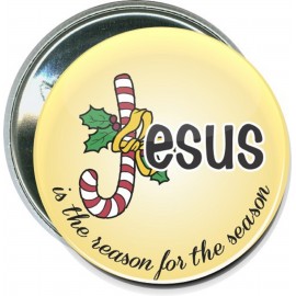 Christmas - Jesus is the Reason for the Season - 2 1/4 Inch Round Button with Logo  Christmas - Jesus is the Reason for the Season - 2 1/4 Inch Round Button with Logo