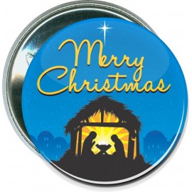 Promotional Christmas - Merry Christmas, Manger Scene - 2 1/4 Inch Round Button  Promotional Christmas - Merry Christmas, Manger Scene - 2 1/4 Inch Round Button