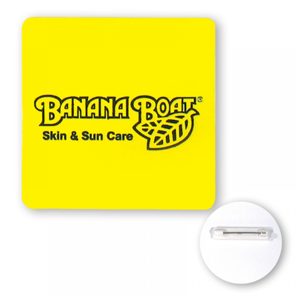 3.5" Square Chipboard Full Color Button w/Rounded Corners with Logo