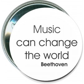 Music - Music Can Change the World, Beethoven - 2 1/4 Inch Round Button with Logo