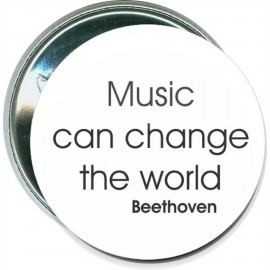 Music - Music Can Change the World, Beethoven - 2 1/4 Inch Round Button with Logo  Music - Music Can Change the World, Beethoven - 2 1/4 Inch Round Button with Logo