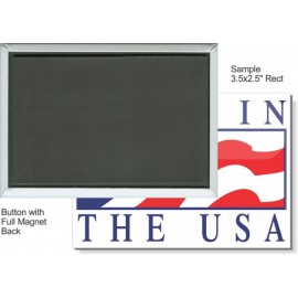 Custom Buttons - 3 1/2 X 2 1/2 Inch Rectangle, Full Magnet with Logo  Custom Buttons - 3 1/2 X 2 1/2 Inch Rectangle, Full Magnet with Logo