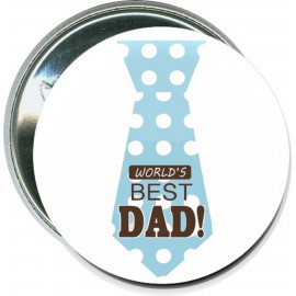 Fathers Day - Worlds Best Dad Tie - 2 1/4 Inch Round Button with Logo  Fathers Day - Worlds Best Dad Tie - 2 1/4 Inch Round Button with Logo
