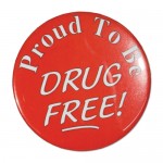 Logo Printed 1" Stock Celluloid "Proud to be Drug Free!" Button