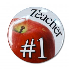 2" Stock Celluloid "#1 Teacher" Button with Logo  2" Stock Celluloid "#1 Teacher" Button with Logo