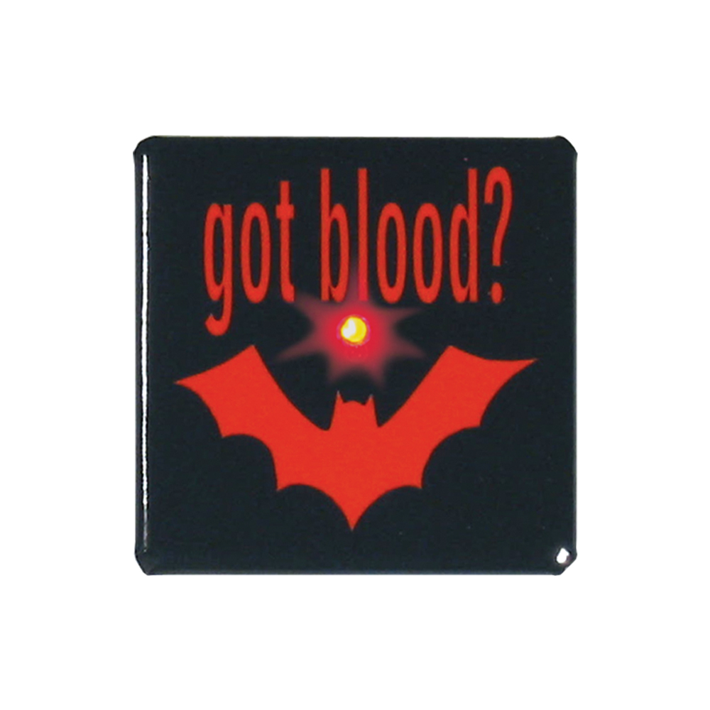Custom Imprinted 1.5" Square Full Color Flashing Blinking Button Custom Imprinted 1.5" Square Full Color Flashing Blinking Button