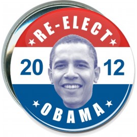 Political - Re-Elect Obama, 2012, Red White and Blue - 3 Inch Round Button with Logo  Political - Re-Elect Obama, 2012, Red White and Blue - 3 Inch Round Button with Logo