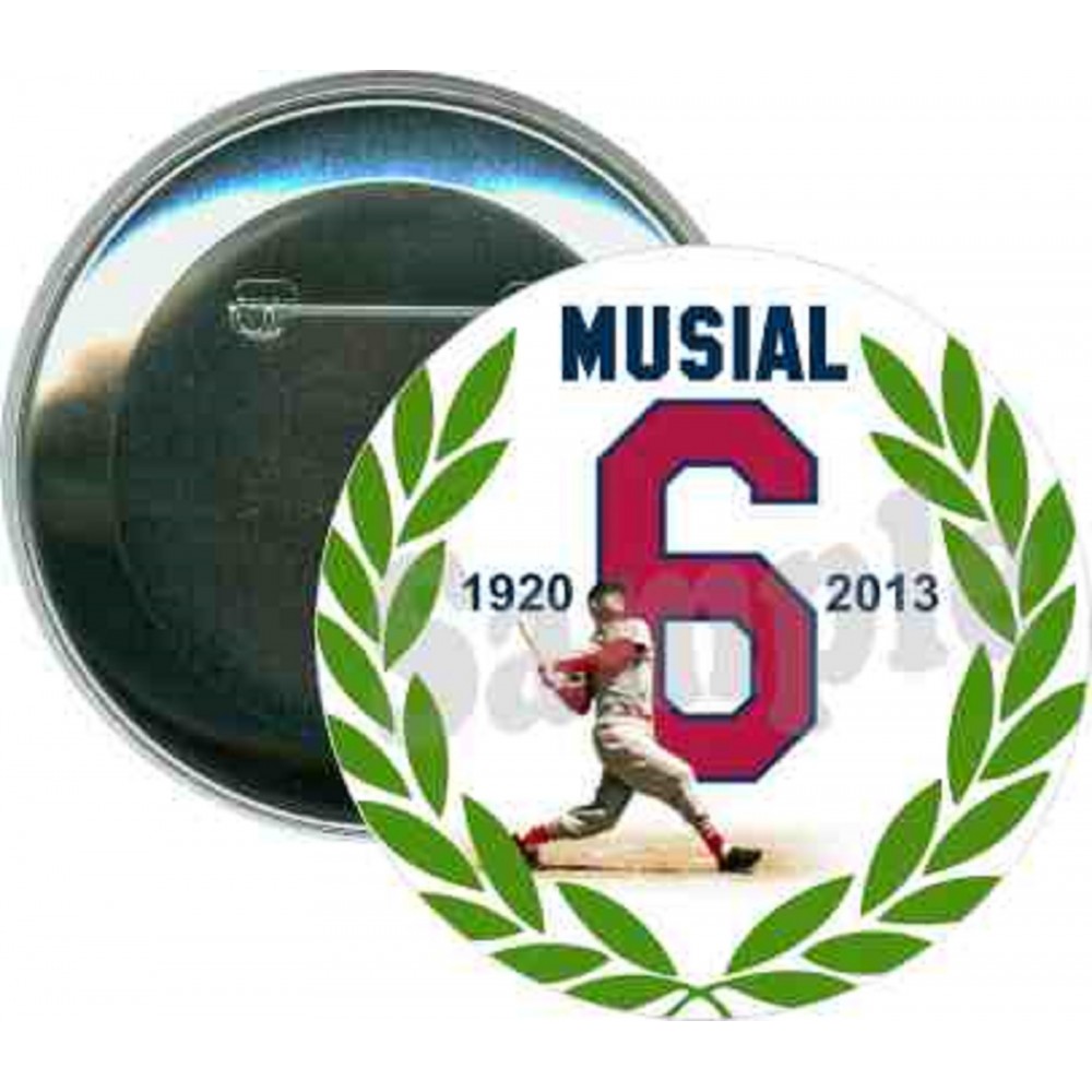 Baseball - Musial, Number 6, 1920 - 2013 - 3 Inch Round Button with Logo