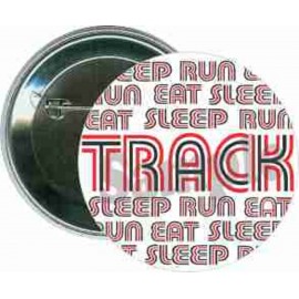 Track - Eat Sleep Run, Track - 2 1/4 Inch Round Button with Logo  Track - Eat Sleep Run, Track - 2 1/4 Inch Round Button with Logo