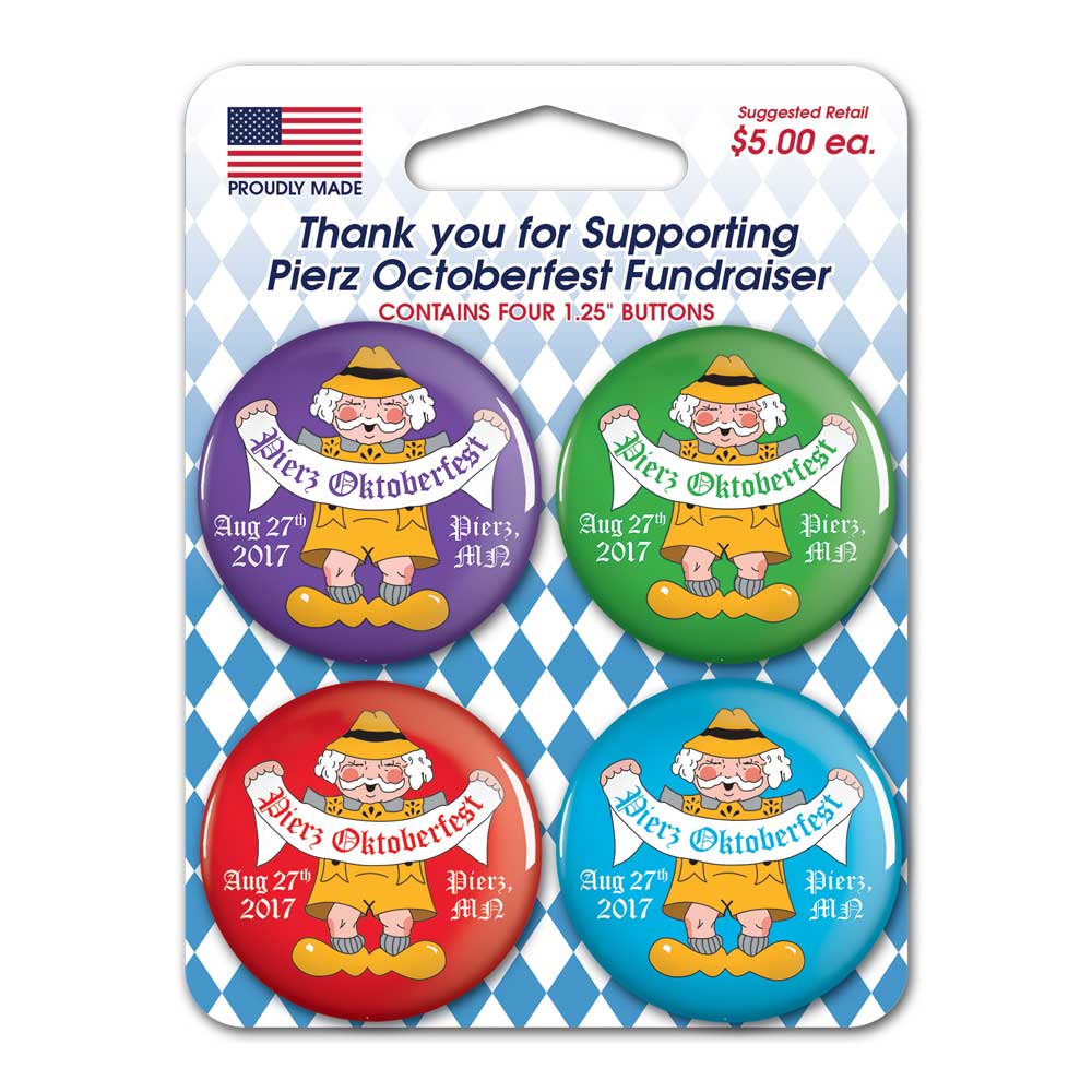 4 Pack Carded 1.25" Round Buttons with Logo