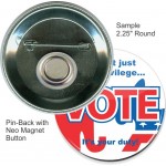 Custom Buttons - 2.25 Inch Pin-Back Round with Neo Magnet with Logo