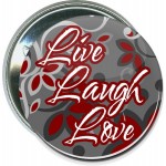 Inspirational - Live, Laugh, Love - 2 1/4 Inch Round Button with Logo