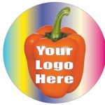 Orange Bell Pepper Round Badge/Button (2 1/2" Diameter) with Logo