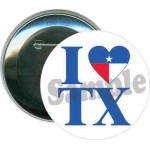 Logo Branded States - I Love TX - 3 Inch Round Button