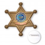 Branded Button-Sheriff Badge Star Shape Plastic Button (3")