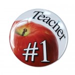 1" Stock Celluloid "#1 Teacher" Button Custom Imprinted