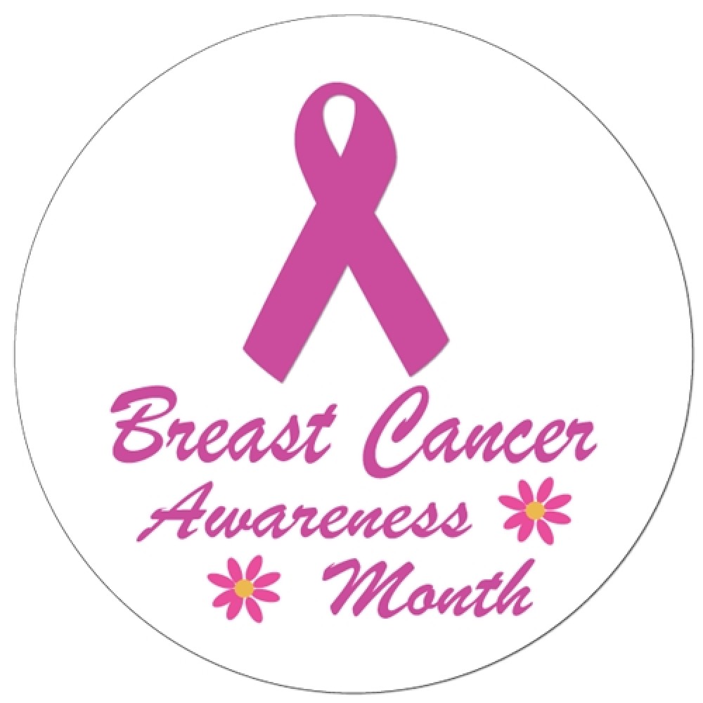 Logo Branded 1" Stock Celluloid "Breast Cancer Awareness Month" Button