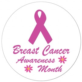 Logo Branded 1" Stock Celluloid "Breast Cancer Awareness Month" Button
