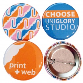 3" Full Color Pin Back Button with Logo