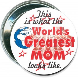 Mothers Day - Worlds Greatest Mom Looks Like - 2 1/4 Inch Round Button with Logo  Mothers Day - Worlds Greatest Mom Looks Like - 2 1/4 Inch Round Button with Logo