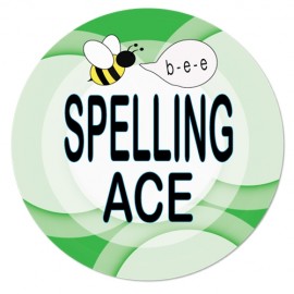 2" Stock Celluloid "Spelling Ace" Button with Logo