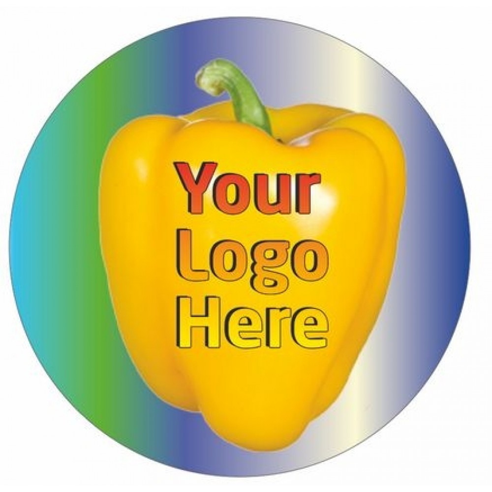 Yellow Bell Pepper Round Badge/Button w/ Bar Pin (2.5" Diameter) with Logo