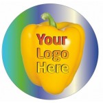 Branded Yellow Bell Pepper Round Badge/Button w/ Bar Pin (2.5" Diameter)