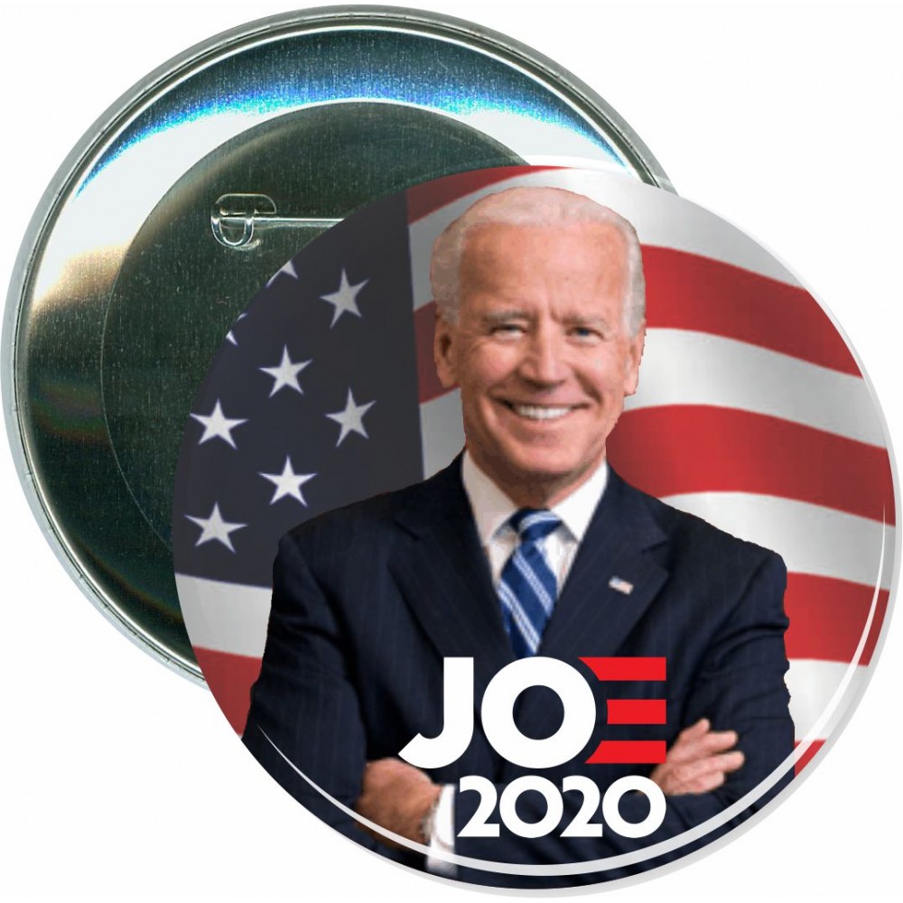 Political - Biden 2020, Joe 2020 Flag - 3 Inch Round Button with Logo