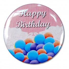 Logo Branded 2" Stock Celluloid "Happy Birthday" Button (Pink)