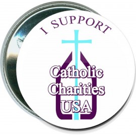 Causes - I Support Catholic Charities, USA - 2 1/4 Inch Round Button with Logo