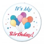 1" Stock Celluloid "It's My Birthday!" Button with Logo