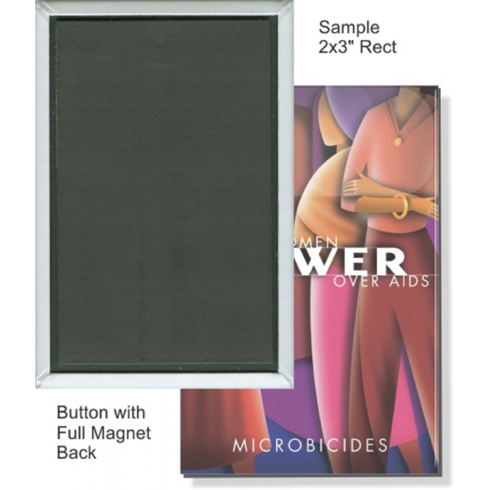 Branded Custom Buttons - 2X3 Inch Rectangle, Full Magnet Branded Custom Buttons - 2X3 Inch Rectangle, Full Magnet