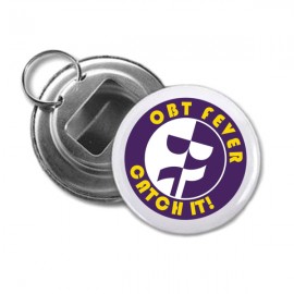 Customized Bottle Opener Button W/ Metal Backing & Split Ring