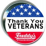 Military - Freddy's, Thank You Veterans - 2 1/4 Inch Round Button with Logo