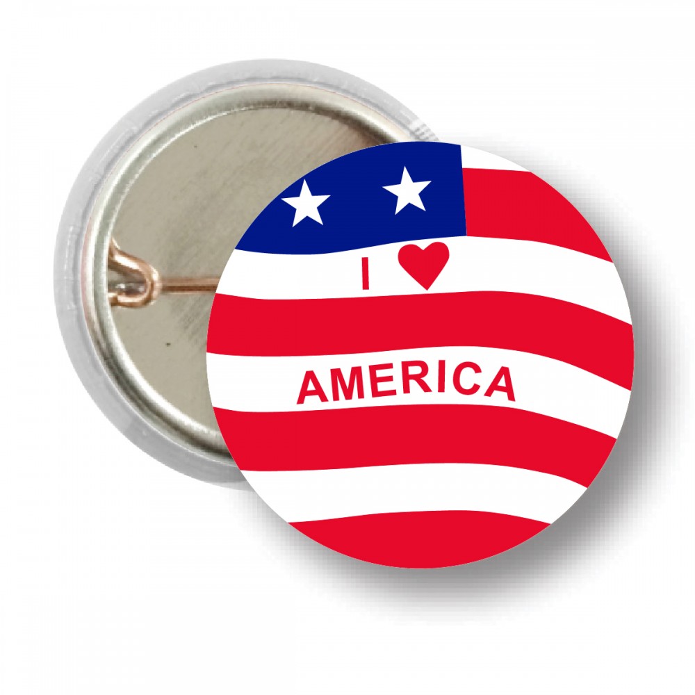 Promotional 1" Round I Heart American Stock Button