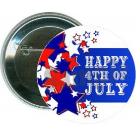 Promotional Independence Day - Happy 4th of July, Stars - 2 1/4 Inch Round Button  Promotional Independence Day - Happy 4th of July, Stars - 2 1/4 Inch Round Button