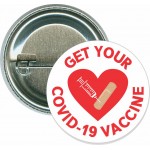 Logo Branded Get Your Covid-19 Vaccine, heart - 1 1/2 Inch Round Button