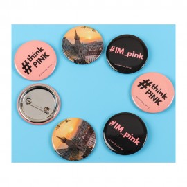 Full Color Round Button w/ Safety Pin Back with Logo