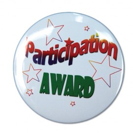 Logo Branded 1" Stock Celluloid "Participant Award" Button  Logo Branded 1" Stock Celluloid "Participant Award" Button