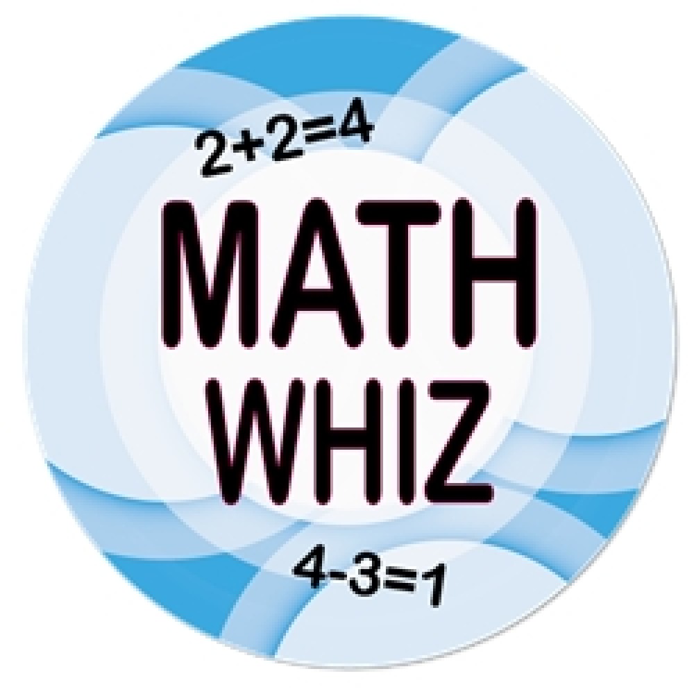 2" Stock Celluloid "Math Quiz" Button with Logo