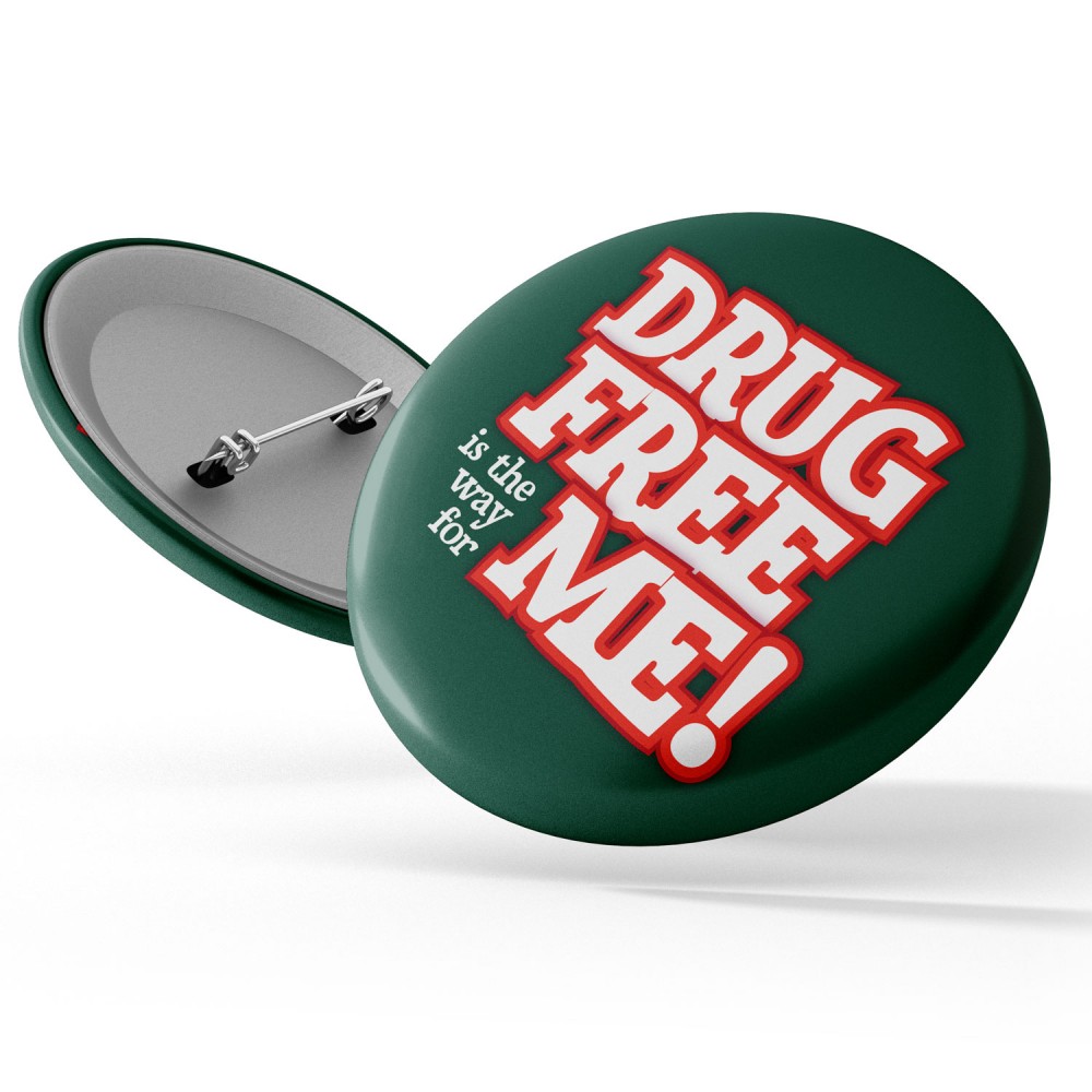 Personalized Stock Awareness Button - Say No to Drugs: "Drug Free is the Way for Me!"