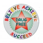 Logo Printed 1" Stock Celluloid "Believe Achieve Succeed" Button